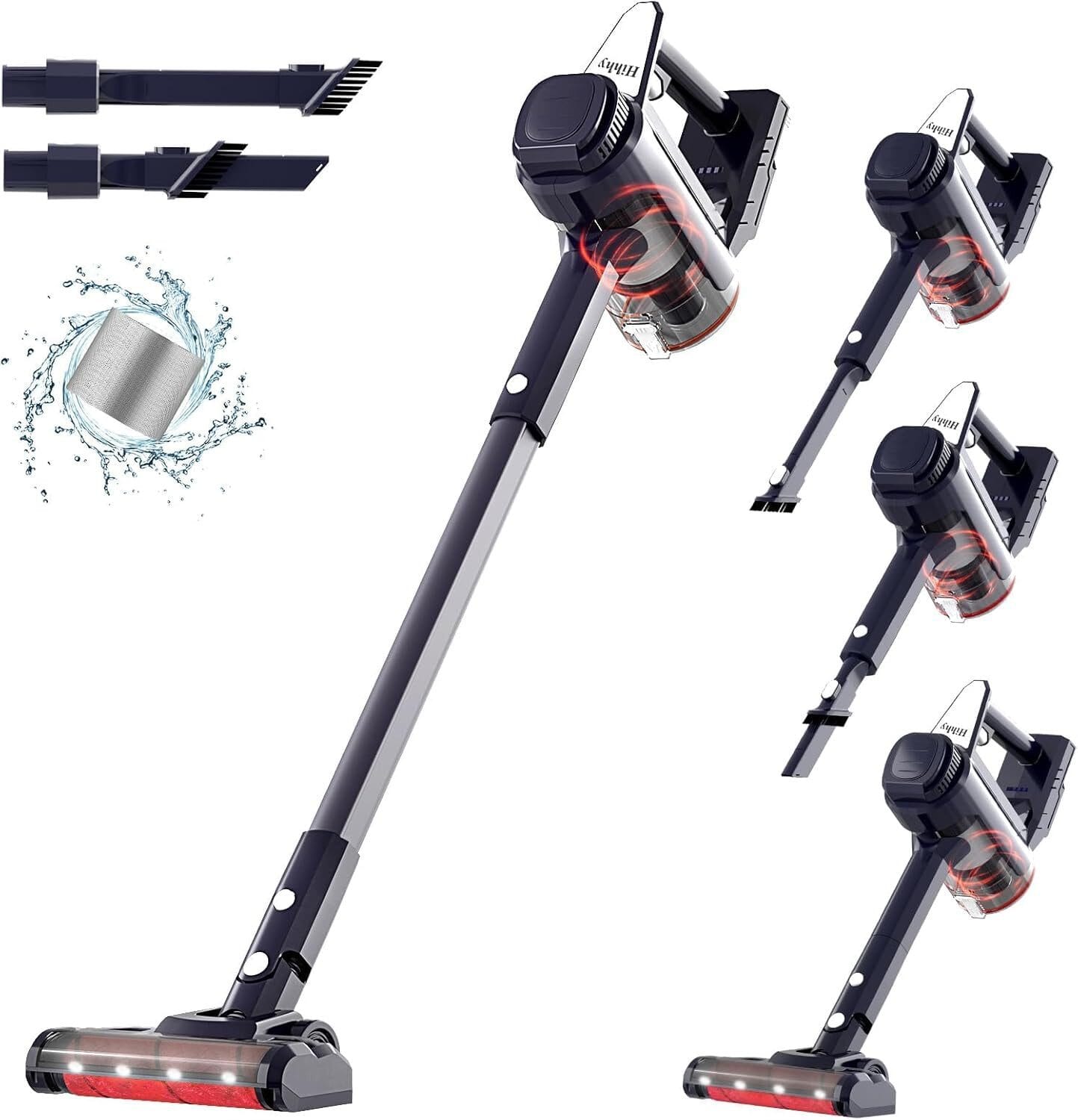 Akku-Hand-und Stielstaubsauger Kabellos, Akkusauger Kabelloser Staubsauger Bis zu 45Mins Laufzeit