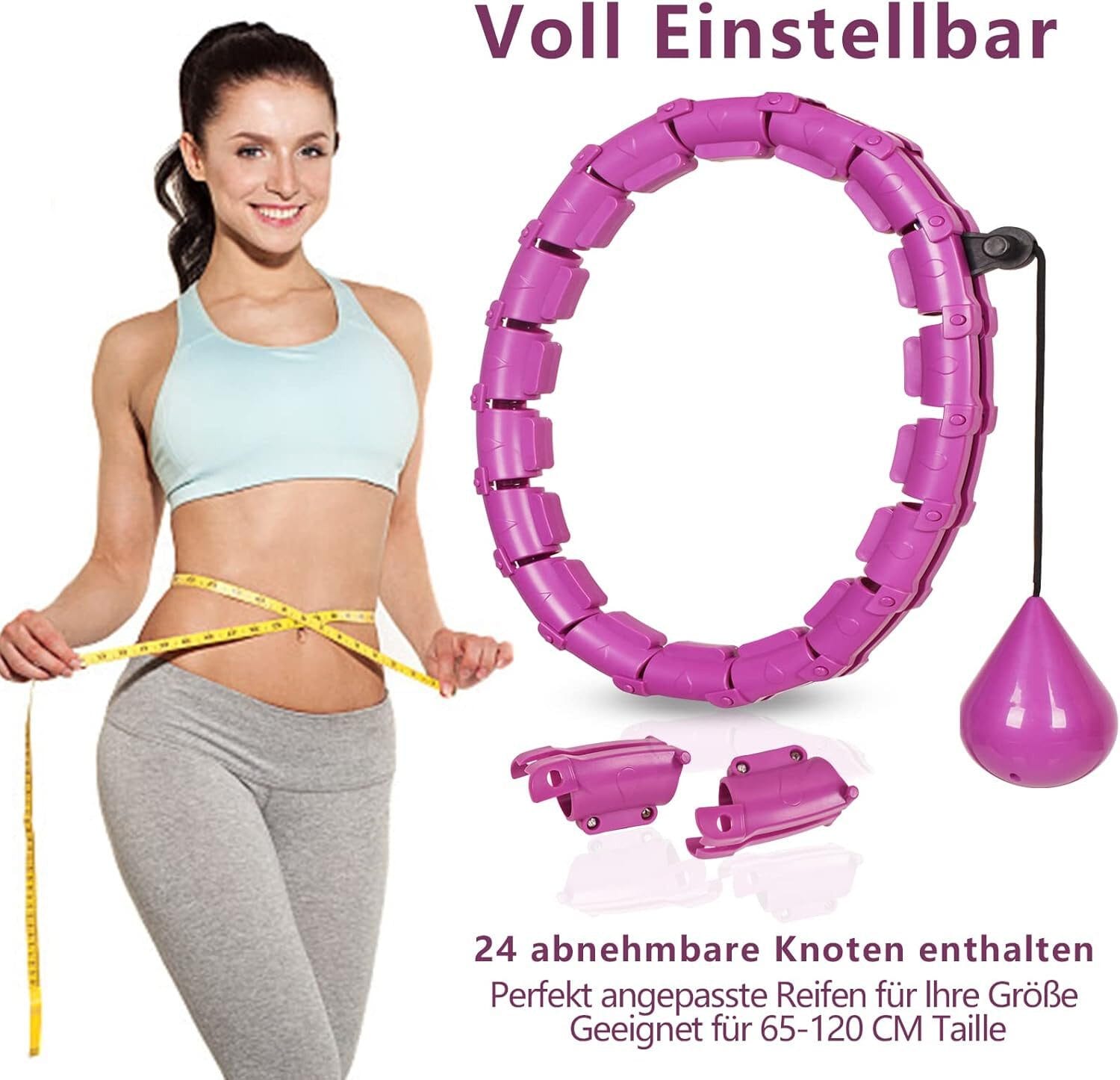 Hula-Hoop-Reifen mit Gewicht Kugel, 24 abnehmbaren Teile, gewichteter Hula-Hoop