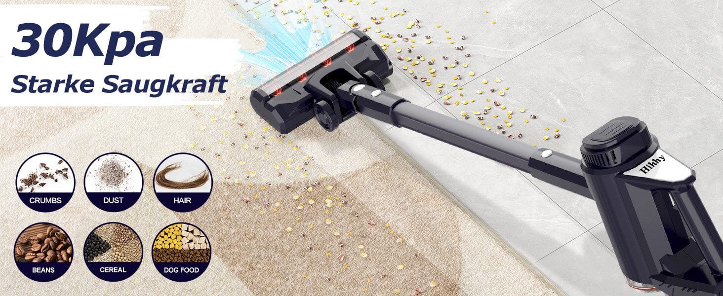 Akku-Hand-und Stielstaubsauger Kabellos, Akkusauger Kabelloser Staubsauger Bis zu 45Mins Laufzeit