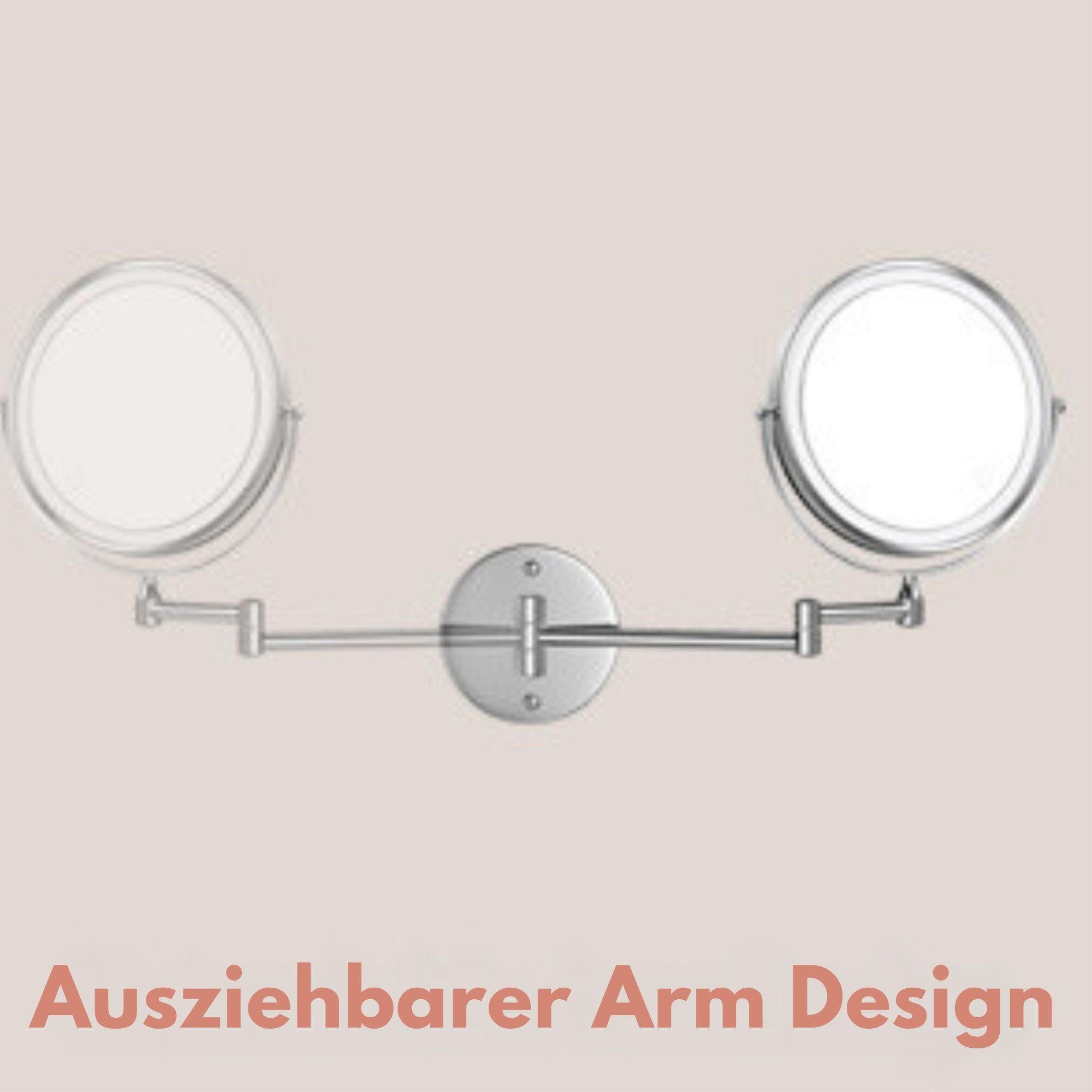 LED-Lichtspiegel Wiederaufladbarer beleuchteter Badezimmerspiegel, 1X/10X Vergrößerung