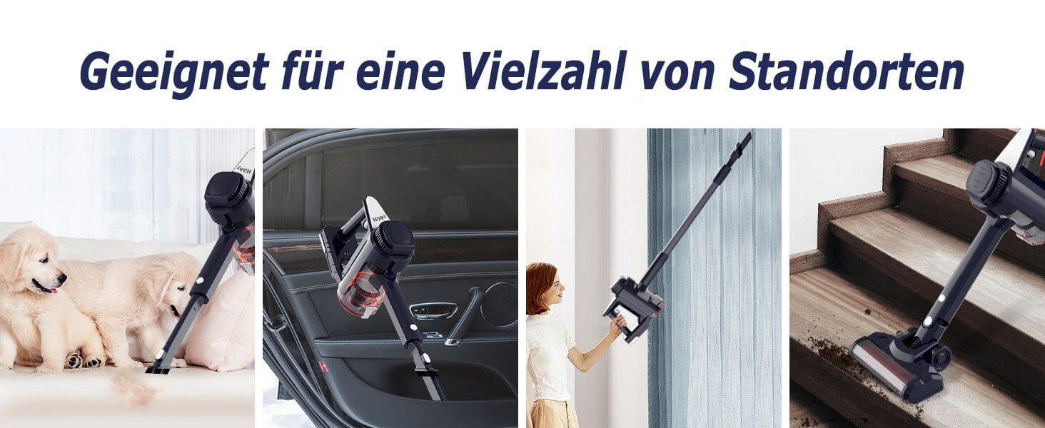 Akku-Hand-und Stielstaubsauger Kabellos, Akkusauger Kabelloser Staubsauger Bis zu 45Mins Laufzeit