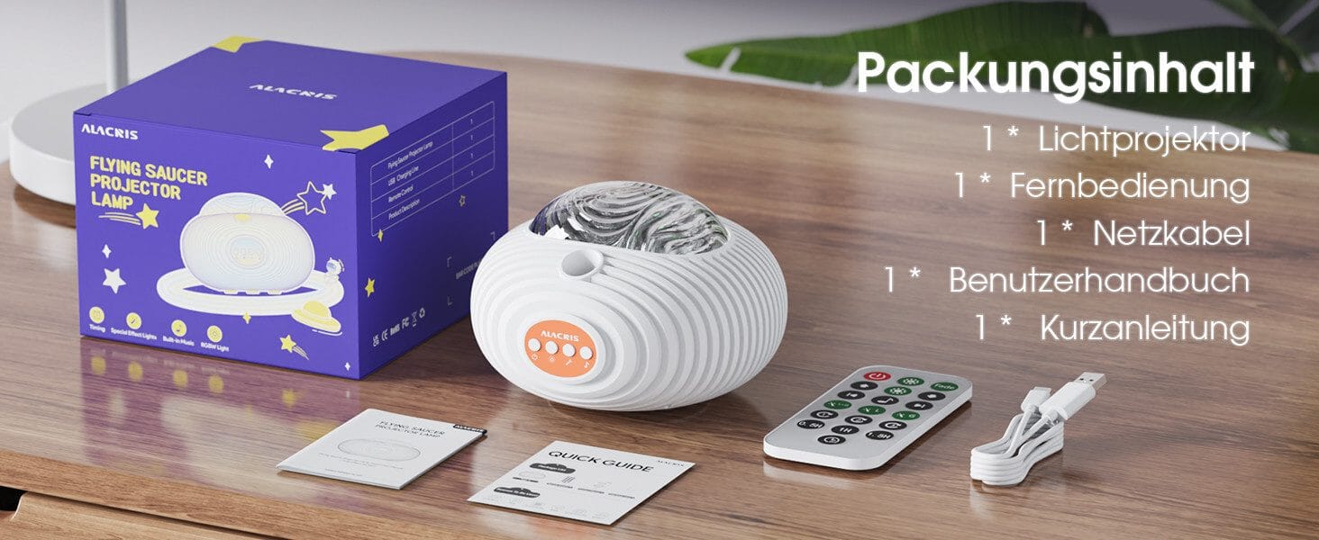 4-in-1 Galaxieprojektor mit Aurora & Spiralgalaxie, Sternenhimmel Beamer