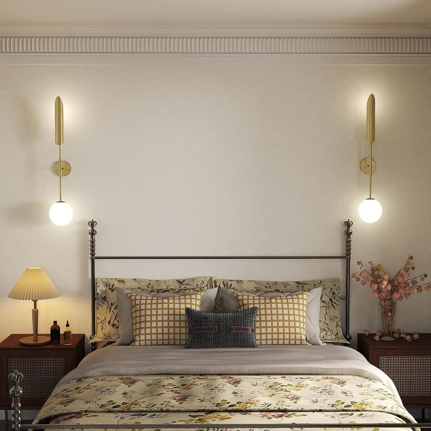 LED Wandleuchte Gold aus Metall & Glas – Retro Design mit warmweißem Licht