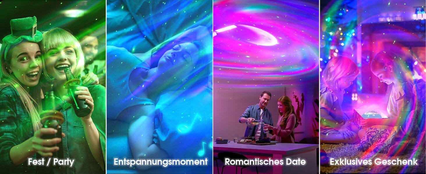 4-in-1 Galaxieprojektor mit Aurora & Spiralgalaxie, Sternenhimmel Beamer