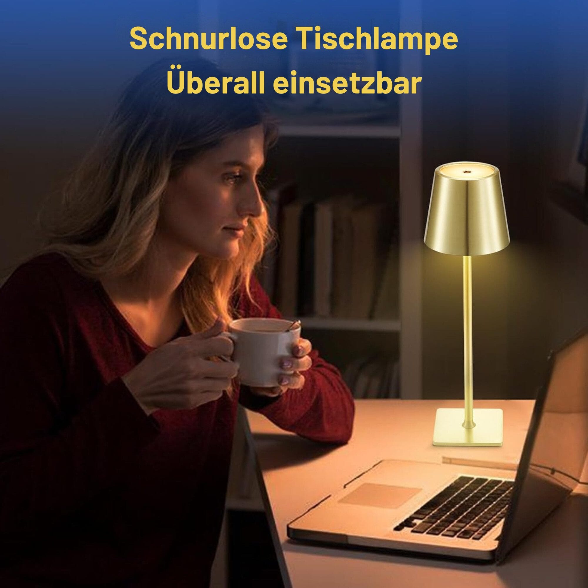 LED Tischleuchte mit 3 Farbtemperaturen -Wiederaufladbar,Touch-Dimmer,IP54 Wasserdicht
