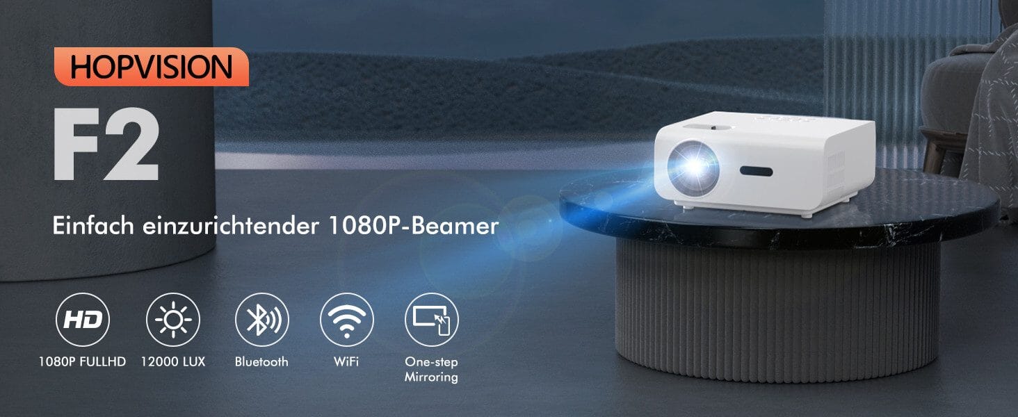 Mini-Projektor Full HD 1080P, 12.000 Lumen, 300-Zoll-Projektor LED-Beamer
