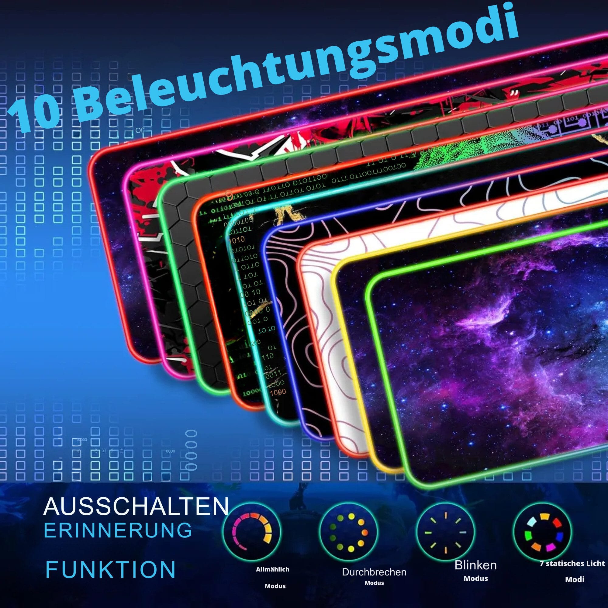 Gaming Mauspad mit Kabellosem Ladegerät (5W/7,5W/10W/15W), Automatische Anpassung