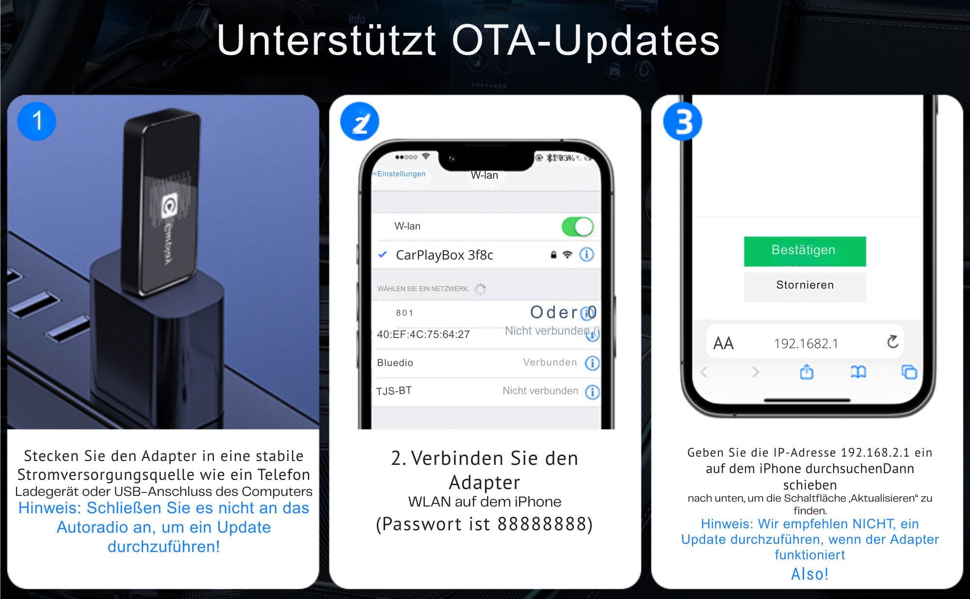 CarPlay Wireless Adapte für iPhone – 2025 Neueste Version USB-Adapter