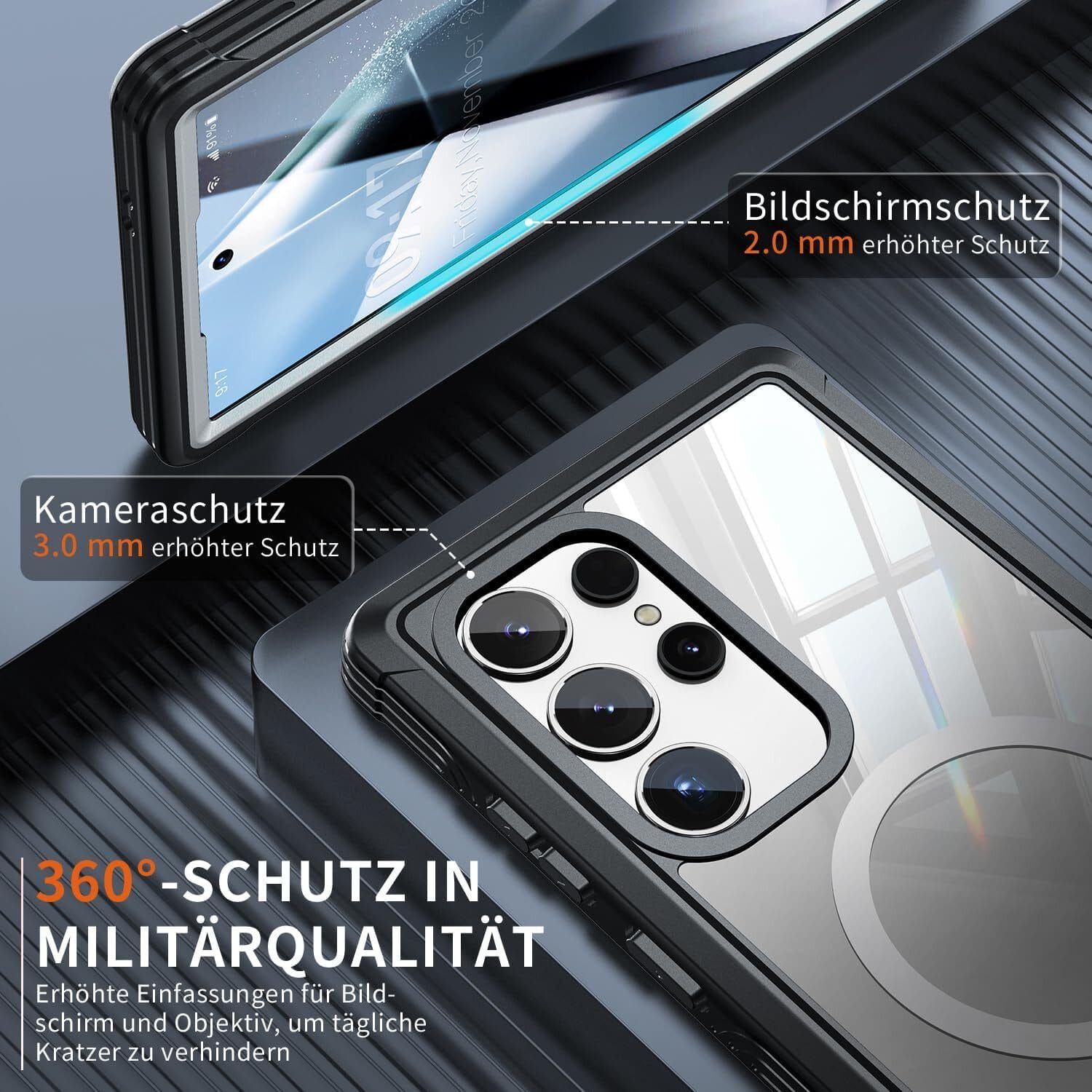 Handyhülle Samsung Galaxy S24 Ultra Hülle, 360 Grad Kratzfeste Handyhülle