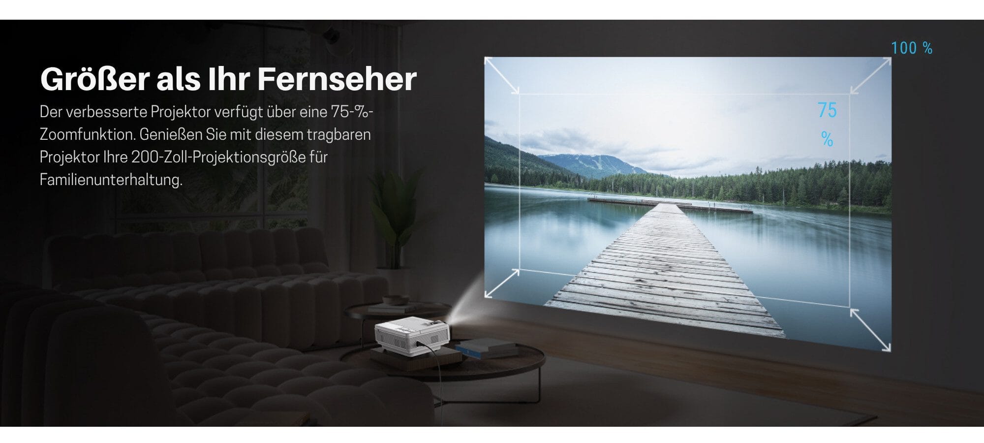 mit 10000 Lumen, nativer 1080P Full HD Auflösung, 10.000:1 Kontrast LED-Beamer