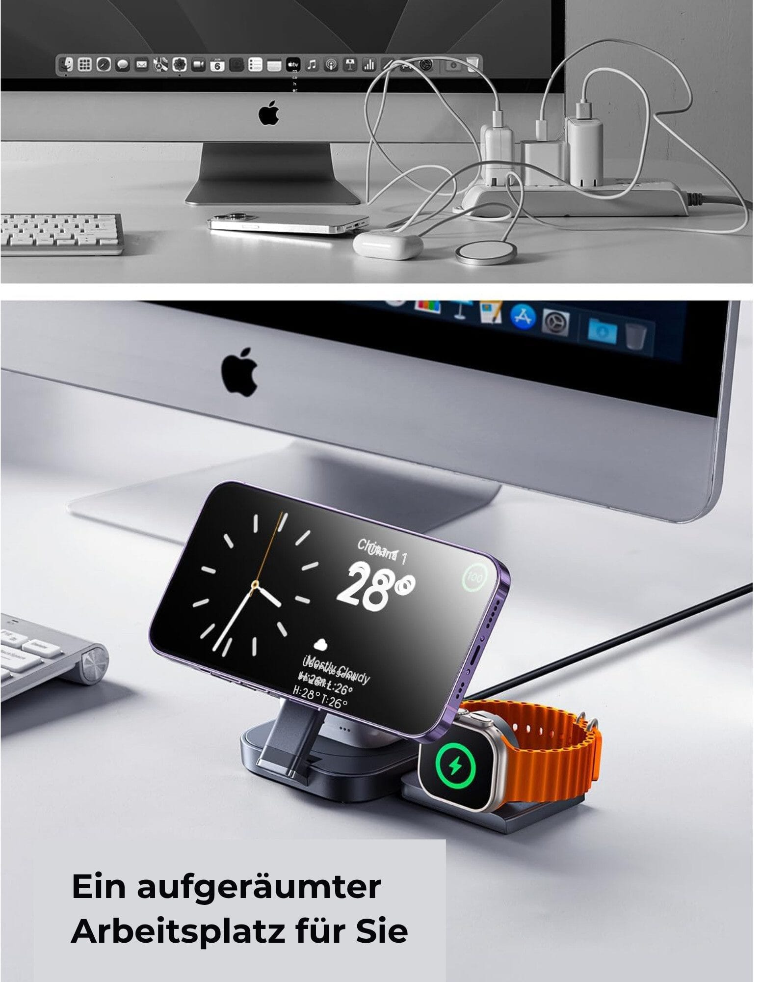 3-n-1 Faltbarer MagSafe Ständer mit Schnellladung, höhenverstellbar Ladestation