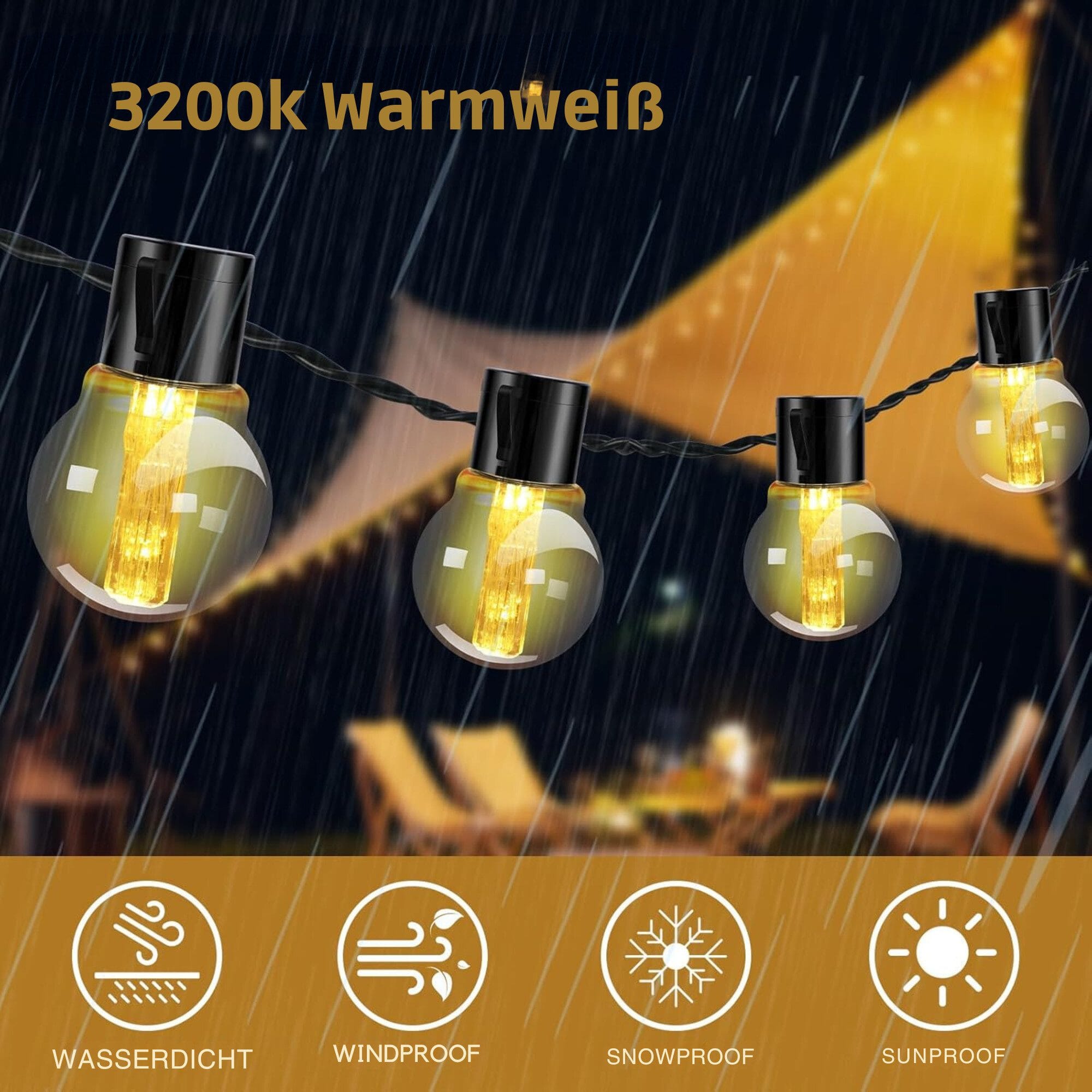 Lichterkette Außendekoration Lichter für Garten, Terrasse, IP65 wasserdicht