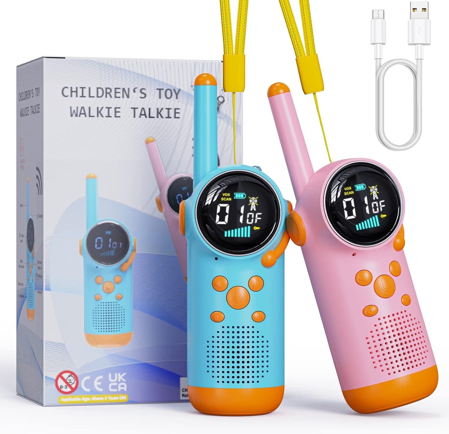 Walkie Talkie für Kinder mit VOX-Funktion, CTCSS-Technologie, LED-Taschenlampe