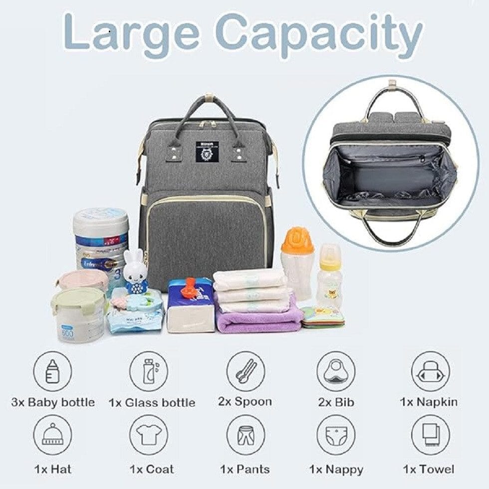 Wickeltasche mit Tragbarem Reisebett, Große Kapazität und Isolierten Fächern