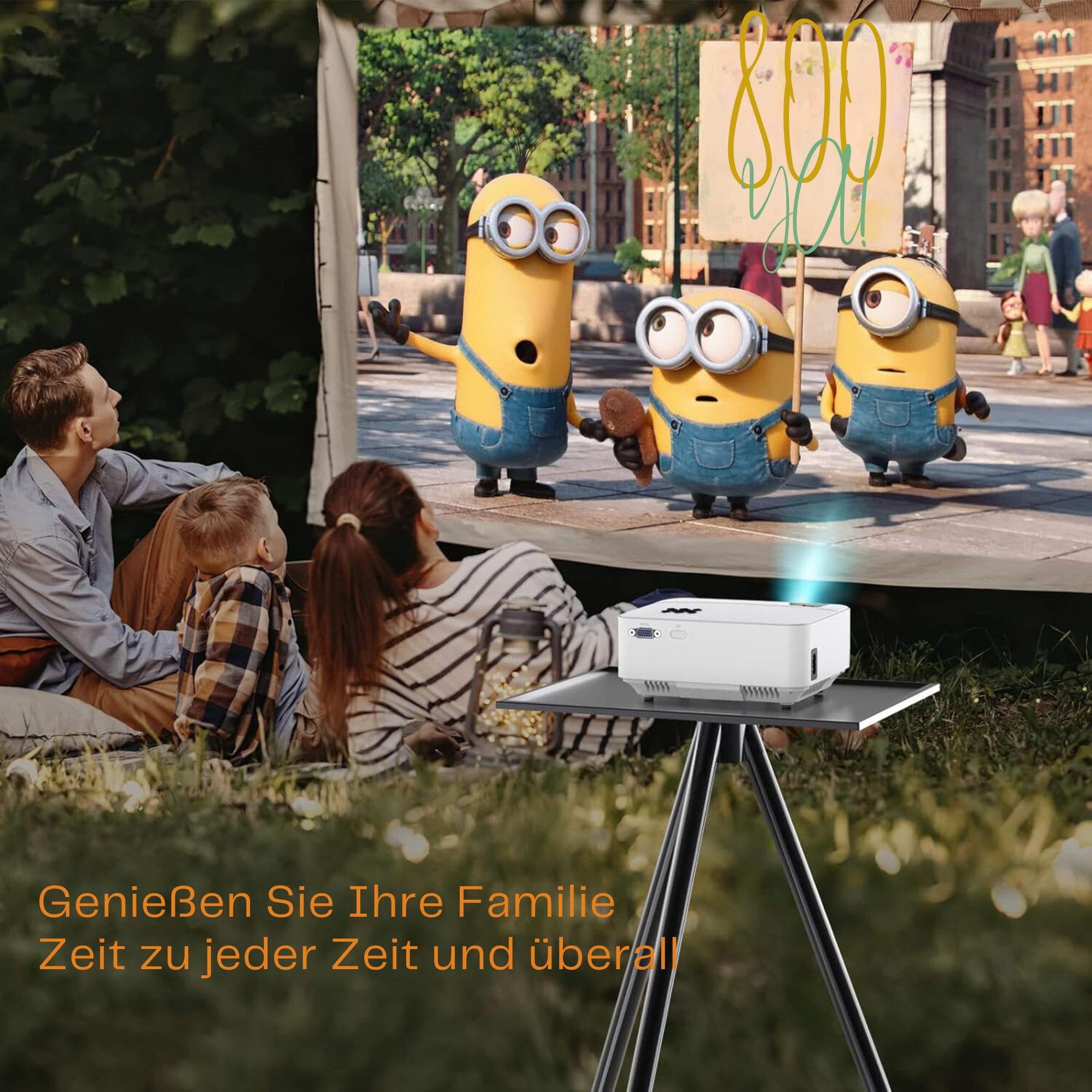 Mini Beamer mit Screen Mirroring, 7000 Lumen Heimkino FULL HD LED-Beamer