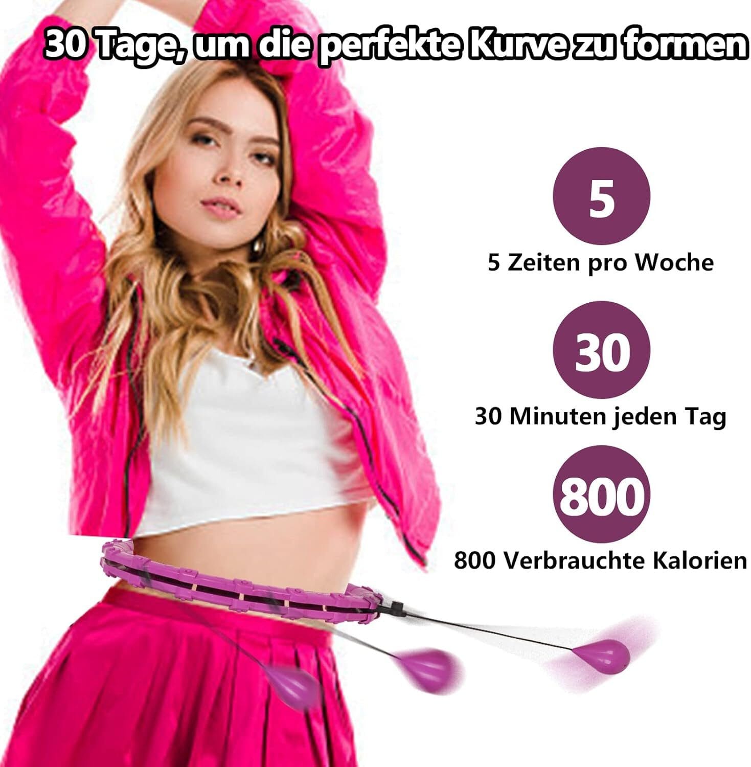 Hula-Hoop-Reifen mit Gewicht Kugel, 24 abnehmbaren Teile, gewichteter Hula-Hoop