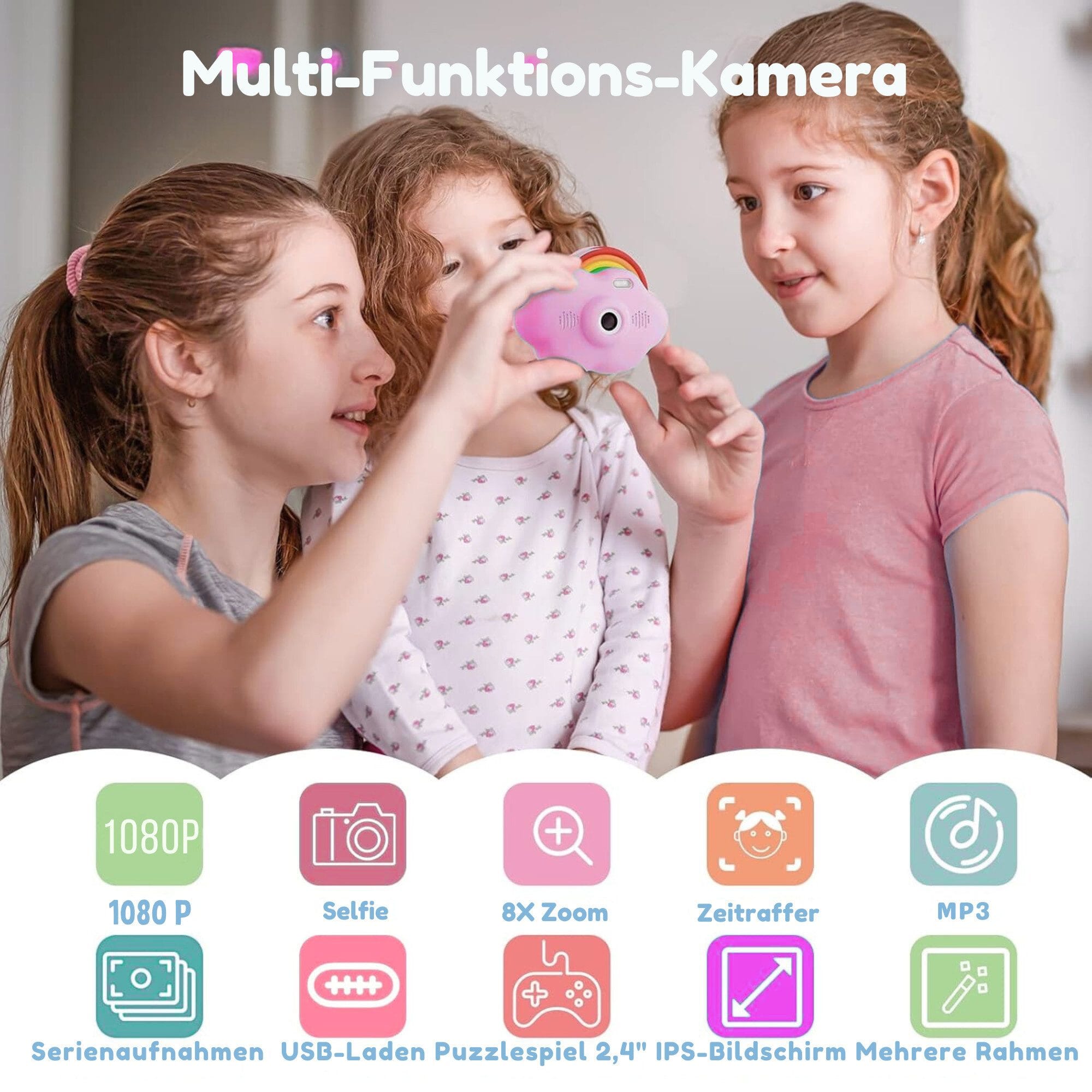 Digitalkamera mit 2,4-Zoll-Bildschirm, installierte 32-GB-Karte Kinderkamera