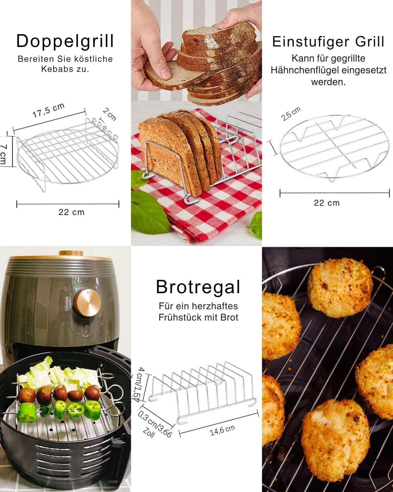 Küchenmaschinen Zubehör-Set Airfryer Zubehör Set 15-teilig für 5.5L Square Airfryer