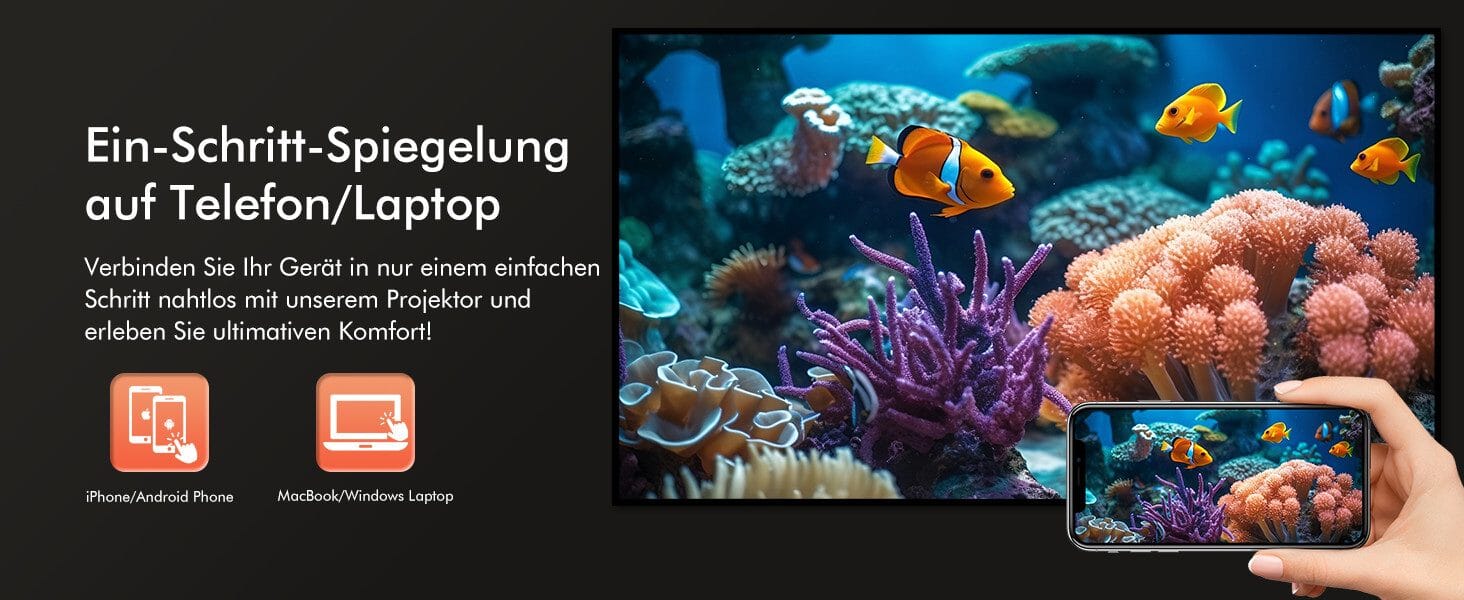 Mini-Projektor Full HD 1080P, 12.000 Lumen, 300-Zoll-Projektor LED-Beamer