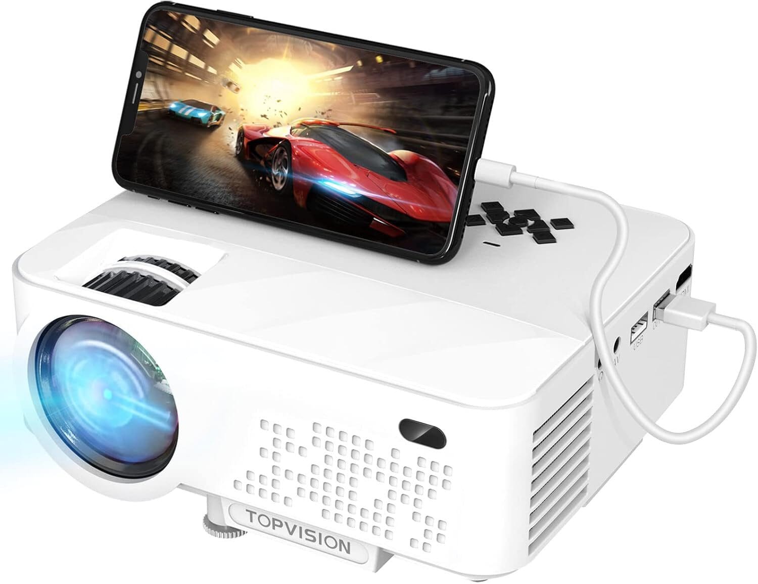 Mini Beamer mit Screen Mirroring, 7000 Lumen Heimkino FULL HD LED-Beamer