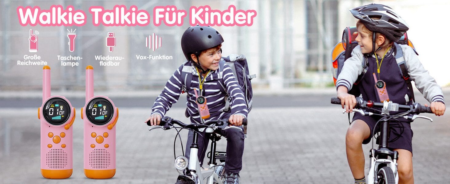 Walkie Talkie für Kinder mit VOX-Funktion, CTCSS-Technologie, LED-Taschenlampe