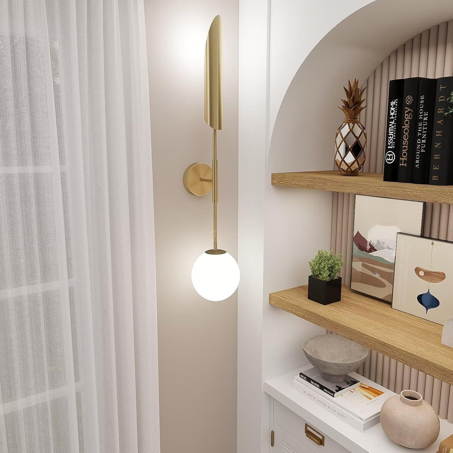 LED Wandleuchte Gold aus Metall & Glas – Retro Design mit warmweißem Licht