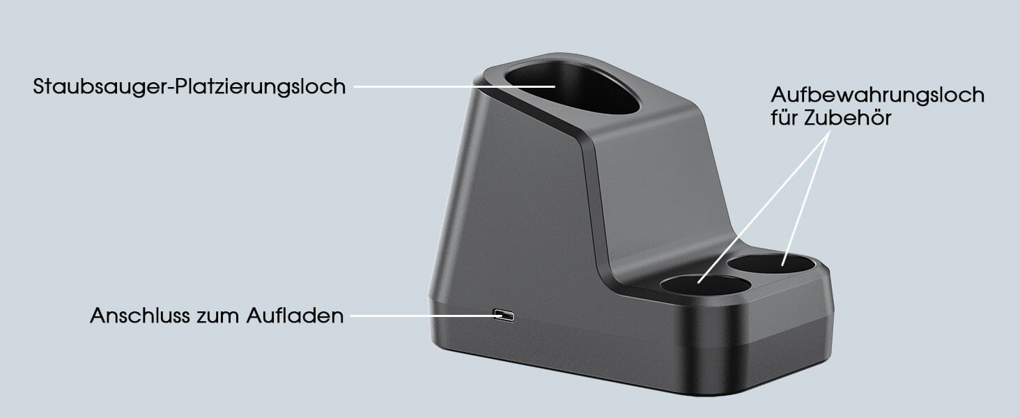 Akku-Handstaubsauger mit 9500Pa Saugkraft, 4 Aufsätzen, USB-C, Ladestation, 3x2000mAh Akku