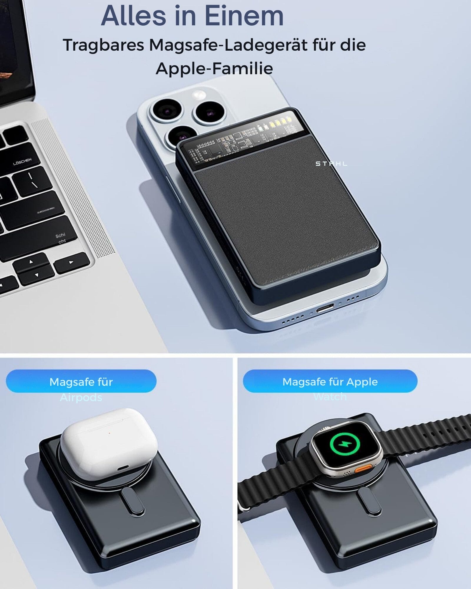 MagSafe Powerbank 10000mAh mit Schnellladefunktion, 20W USB-C PD Powerbank