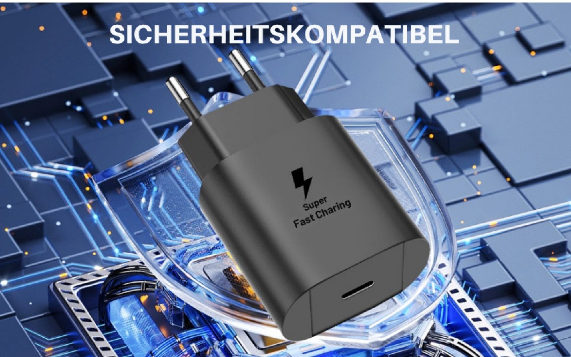 25W USB-C mit 2 Meter Kabel, universell kompatibles ultraschnelles Schnelllade-Gerät