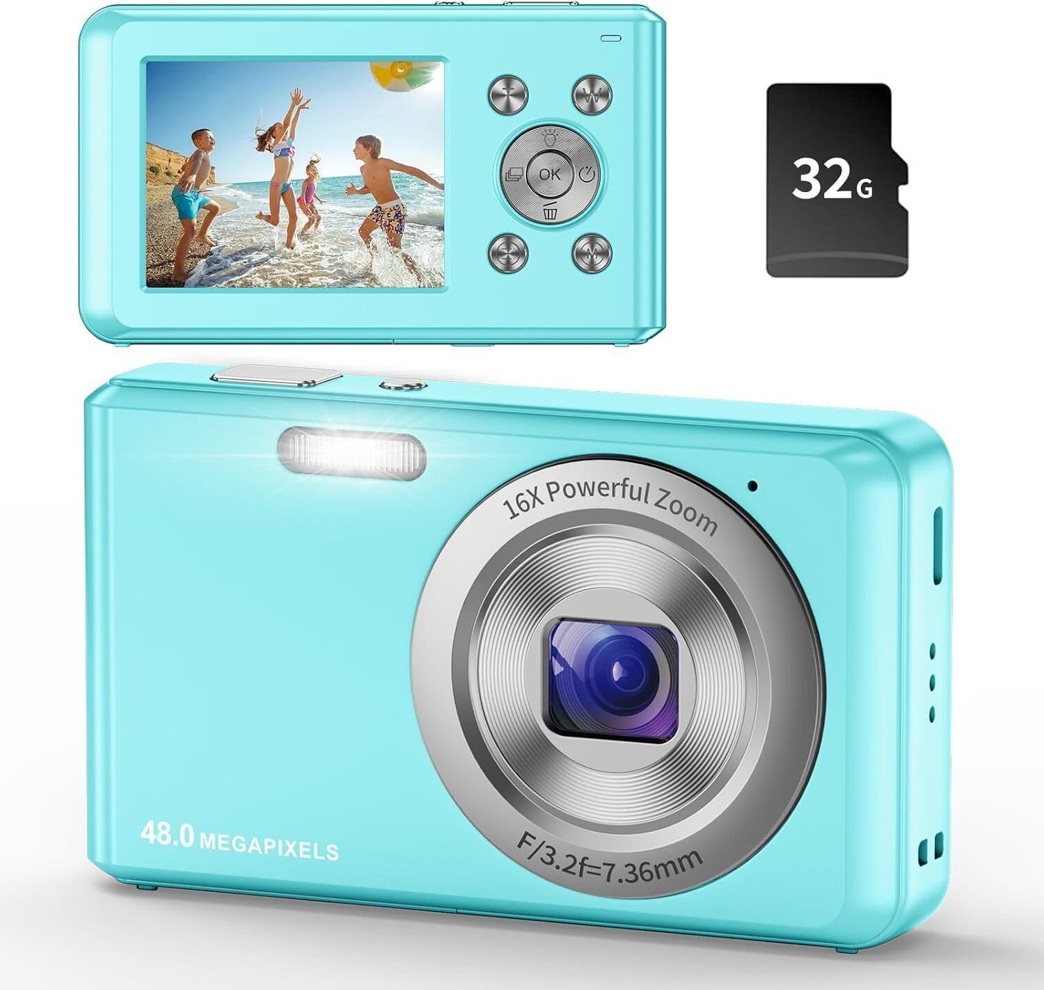 Digitalkamera mit 32G Micro SD Karte, 1080P Kinderkamera 44MP HD Kinderkamera