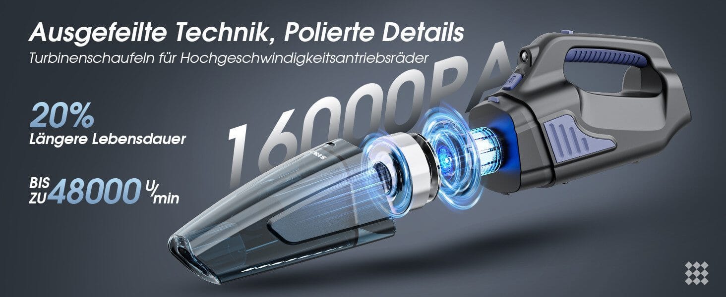 Akku-Handstaubsauger für Auto 2 Geschwindigkeiten für nass/trocken, Haus- und Tierhaare