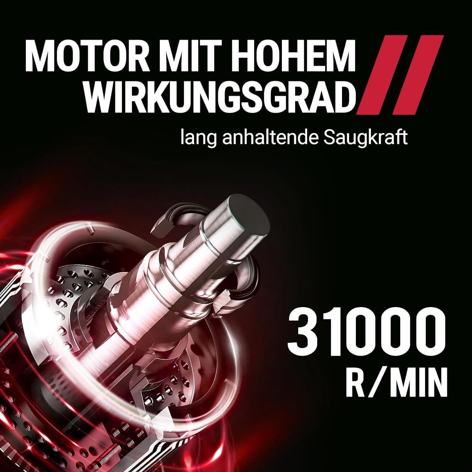 Akku-Handstaubsauger Kabellos & Tragbar + eingebaute LED-Licht + professionelle Aufsätze