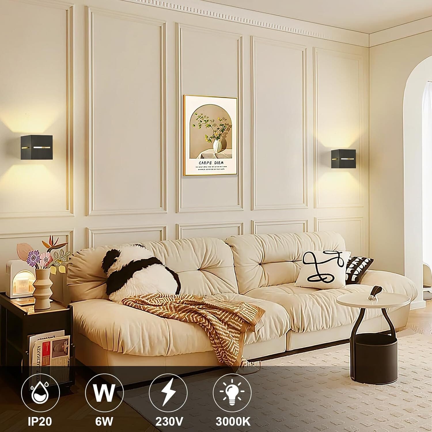 LED Wandleuchte Innen Schwarz Gold – 6W G9 Austauschbar 3000K Warmweiß