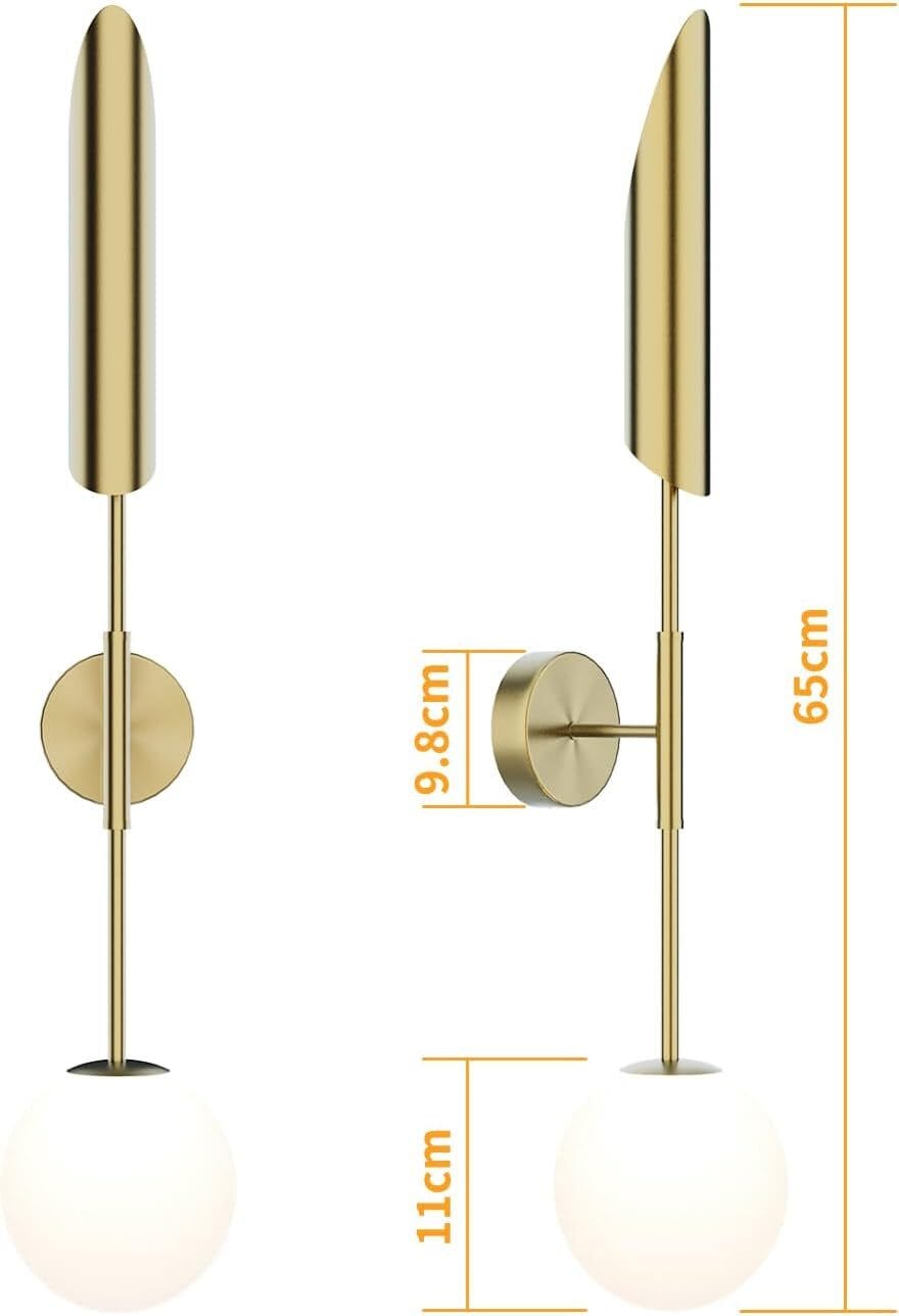 LED Wandleuchte Gold aus Metall & Glas – Retro Design mit warmweißem Licht