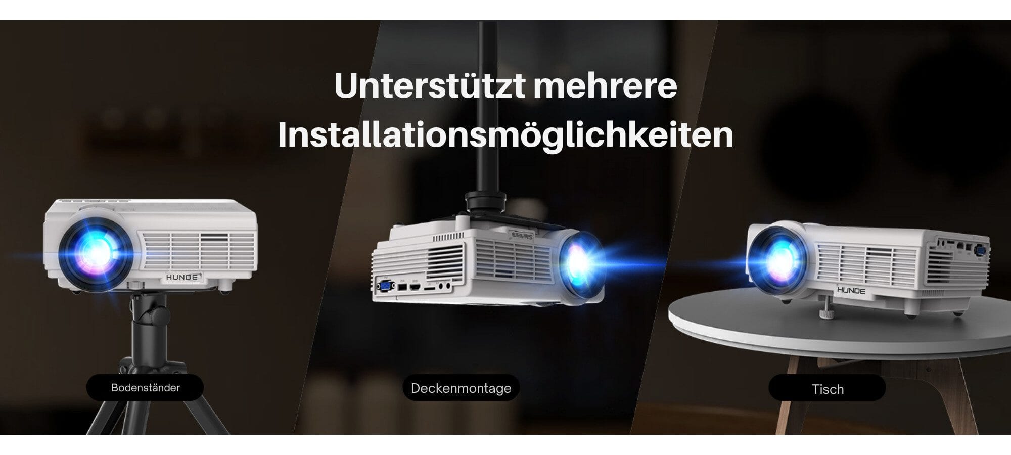 mit 10000 Lumen, nativer 1080P Full HD Auflösung, 10.000:1 Kontrast LED-Beamer