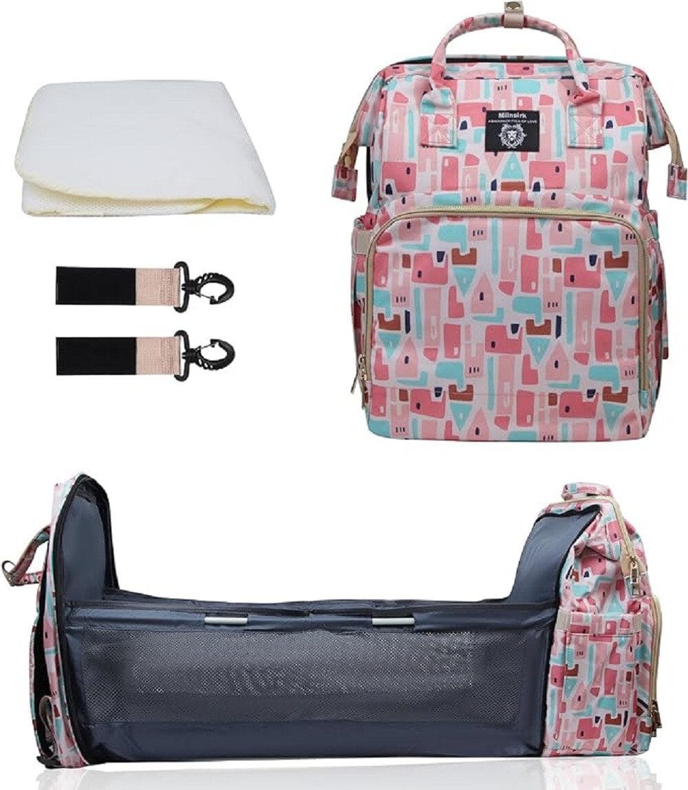 Wickeltasche mit Tragbarem Reisebett, Große Kapazität und Isolierten Fächern