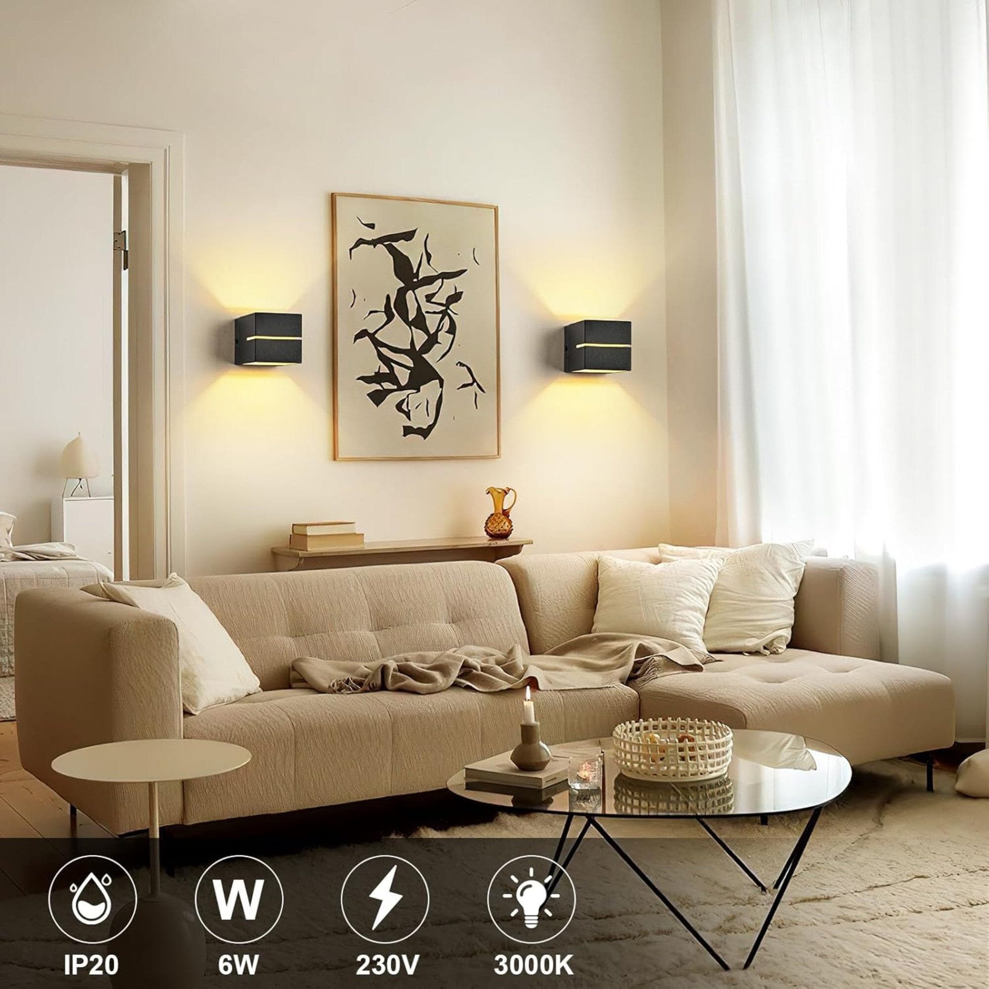 LED Wandleuchte Innen aus Aluminium – Wandlampe Schwarz Gold 6W G9 Warmweiß 3000K