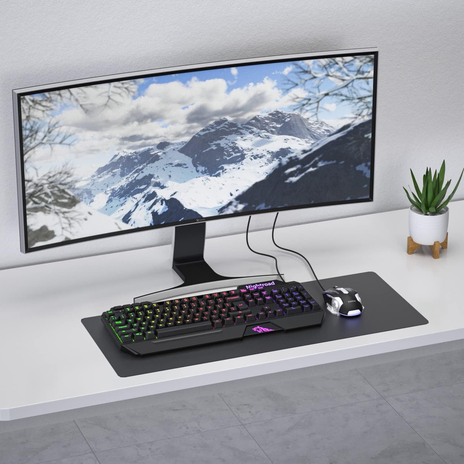 Nightroad RGB LED-Hintergrundbeleuchtung QWERTY, mit Handyhalterung Gaming-Tastatur